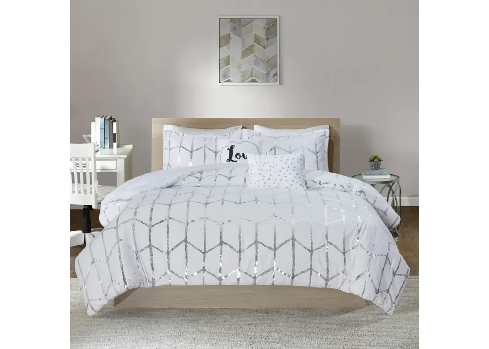 Raina King/California King Comforter Set - White