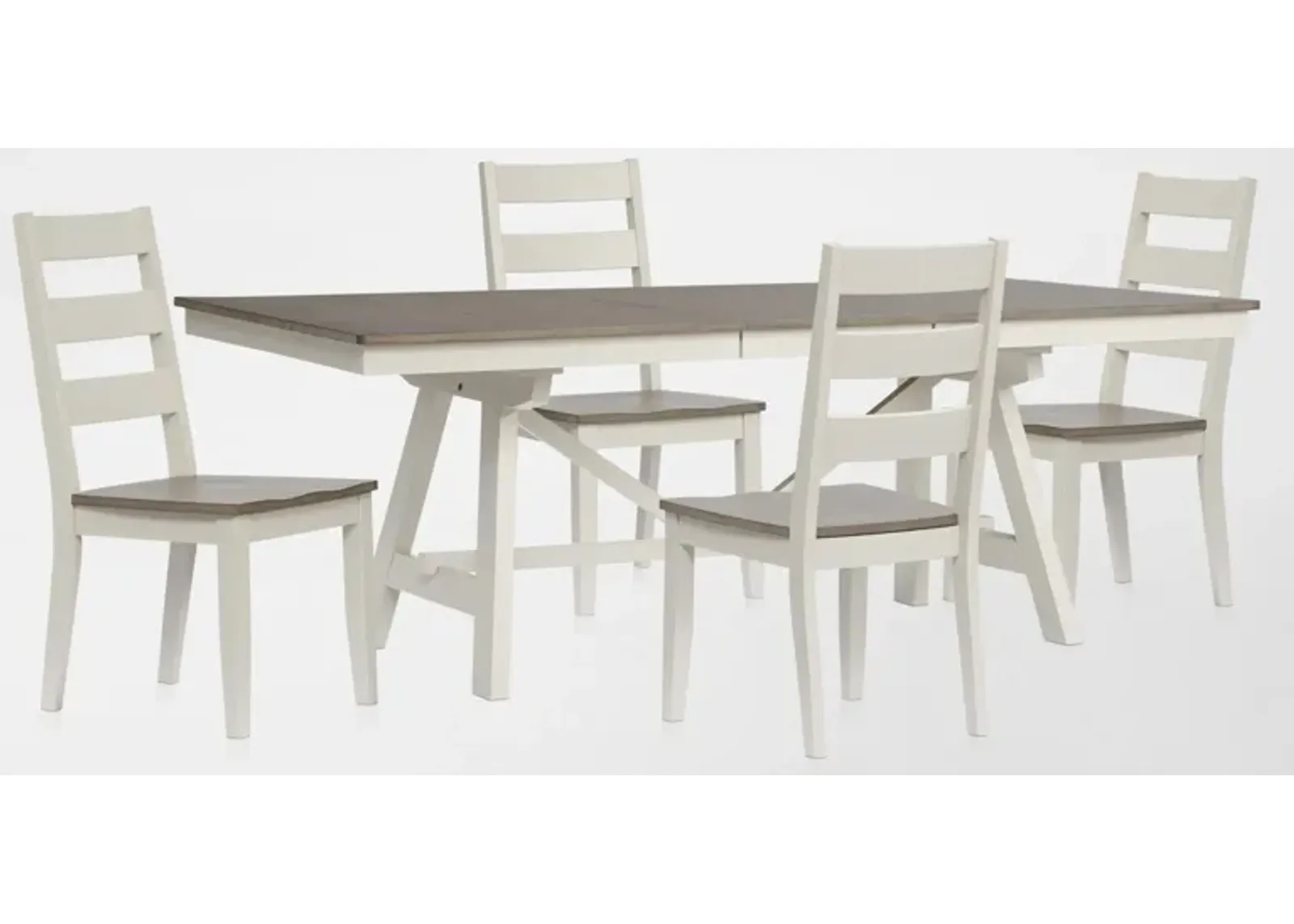 Maxwell Trestle Extendable Dining Table and 4 Chairs - Gray