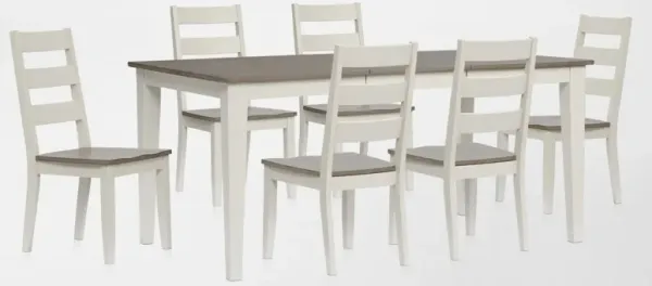 Maxwell Solid Wood Extendable Dining Table and 6 Chairs - Gray