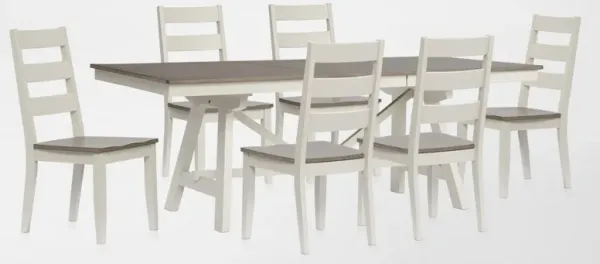 Maxwell Solid Wood Trestle Extendable Dining Table and 6 Chairs - Gray