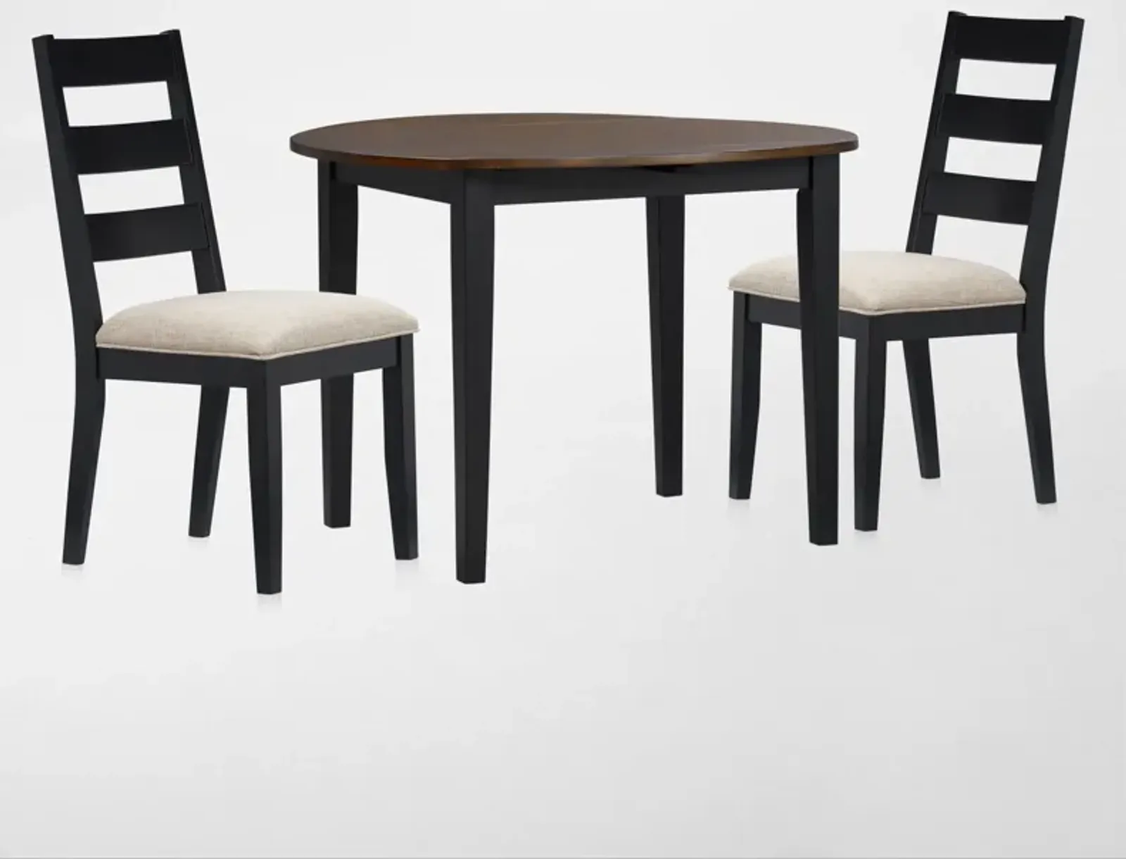 Maxwell Drop-Leaf Dining Table and 2 Upholstered Chairs - Black