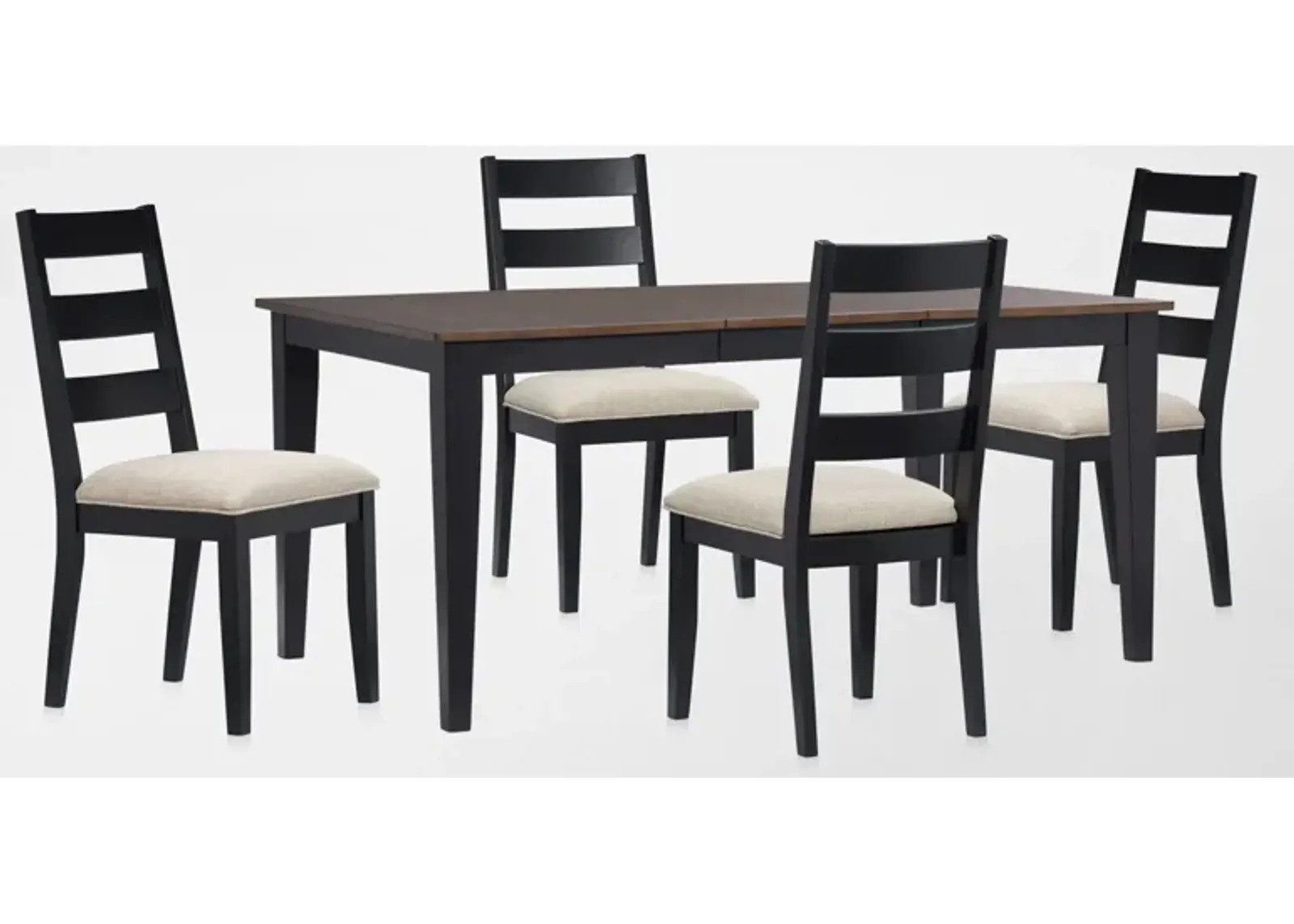 Maxwell Extendable Dining Table and 4 Upholstered Chairs - Black