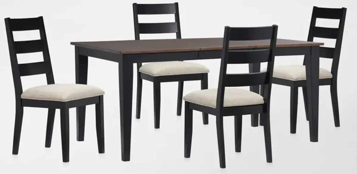 Maxwell Extendable Dining Table and 4 Upholstered Chairs - Black