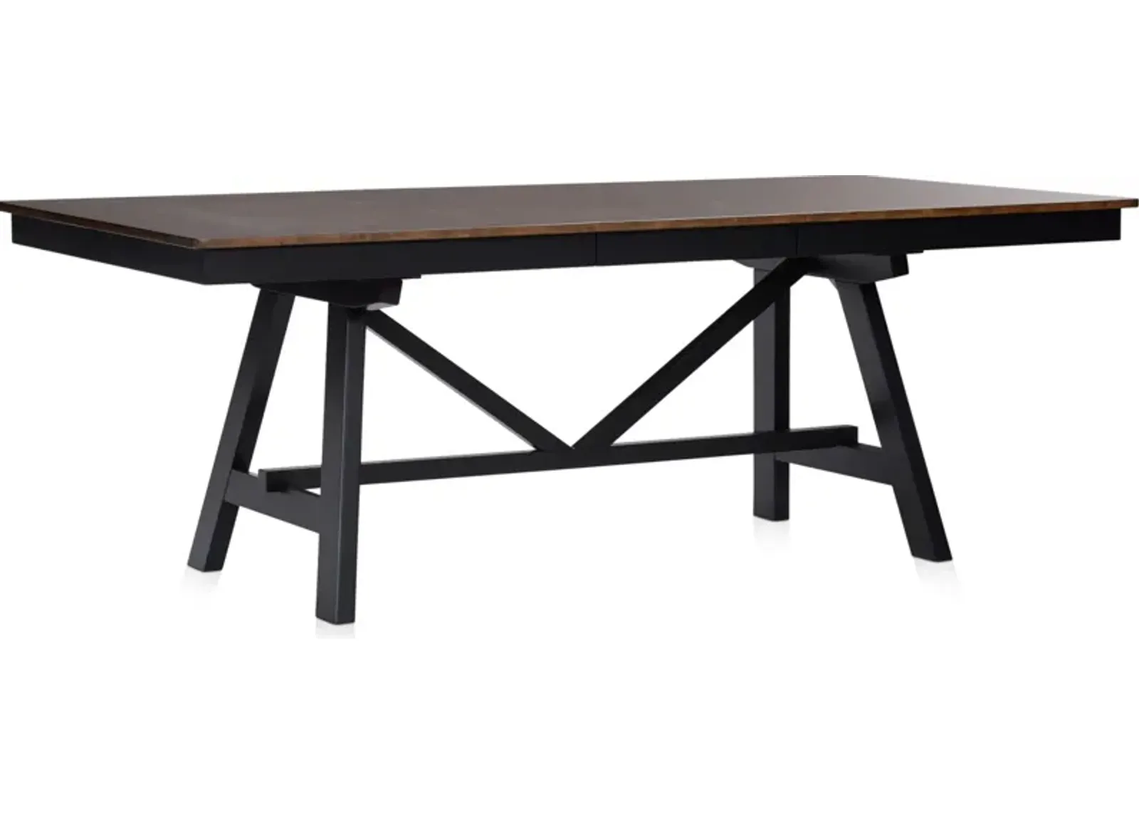 Maxwell Trestle Extendable Dining Table, 4 Upholstered Chairs and Bench - Black