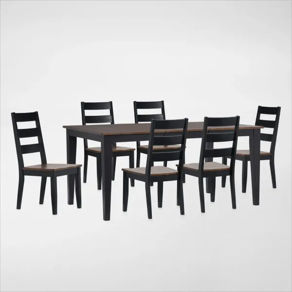 Maxwell Solid Wood Extendable Dining Table and 6 Chairs - Black