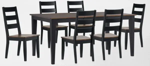 Maxwell Solid Wood Extendable Dining Table and 6 Chairs - Black