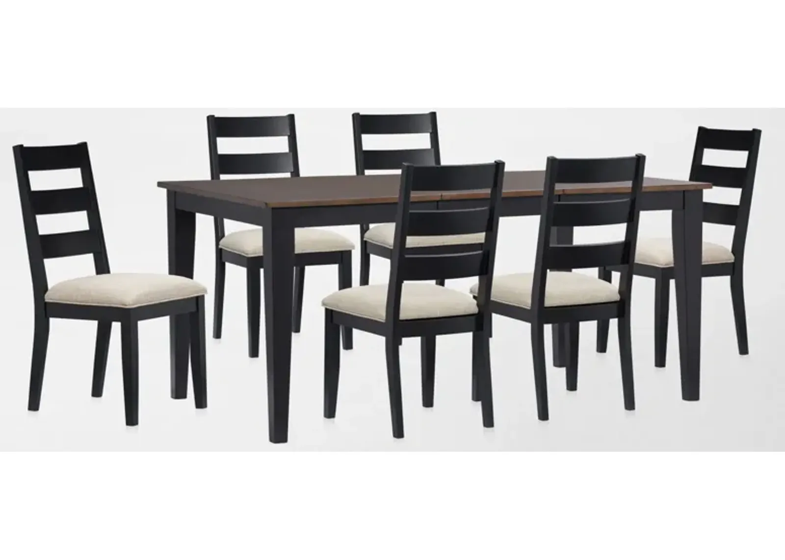 Maxwell Extendable Dining Table and 6 Upholstered Chairs - Black