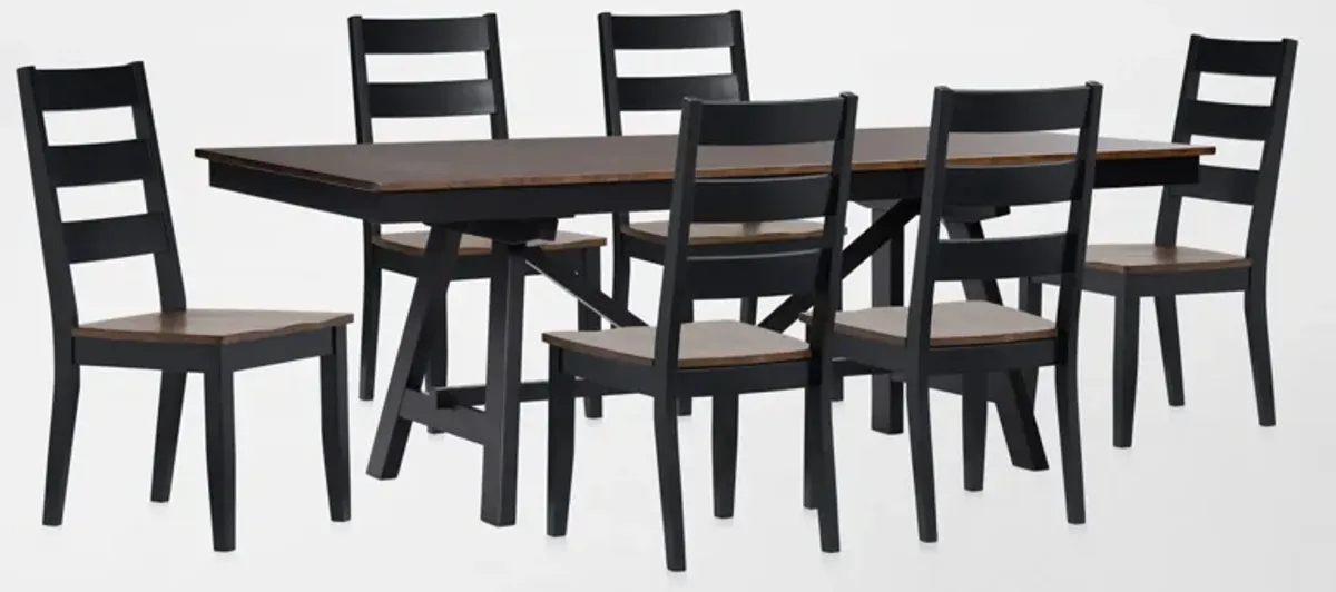 Maxwell Trestle Extendable Dining Table and 6 Chairs - Black