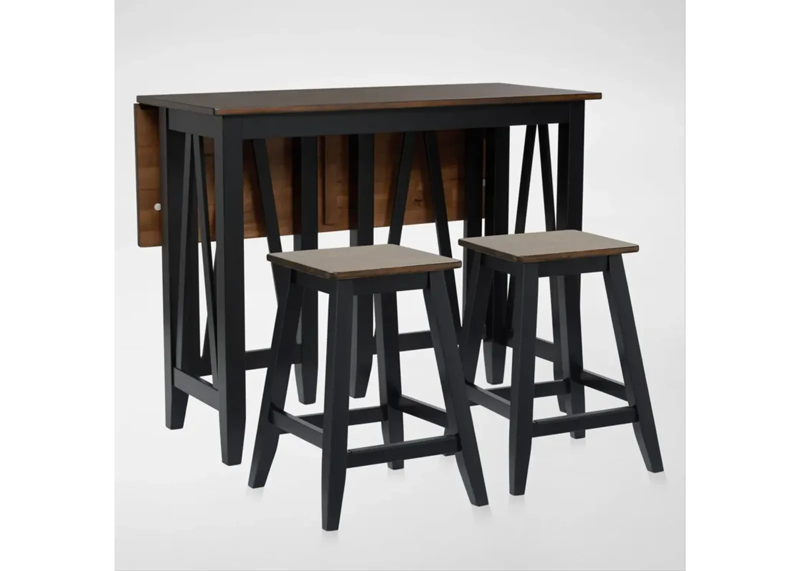 Maxwell Breakfast Bar and 2 Backless Counter Stools - Black