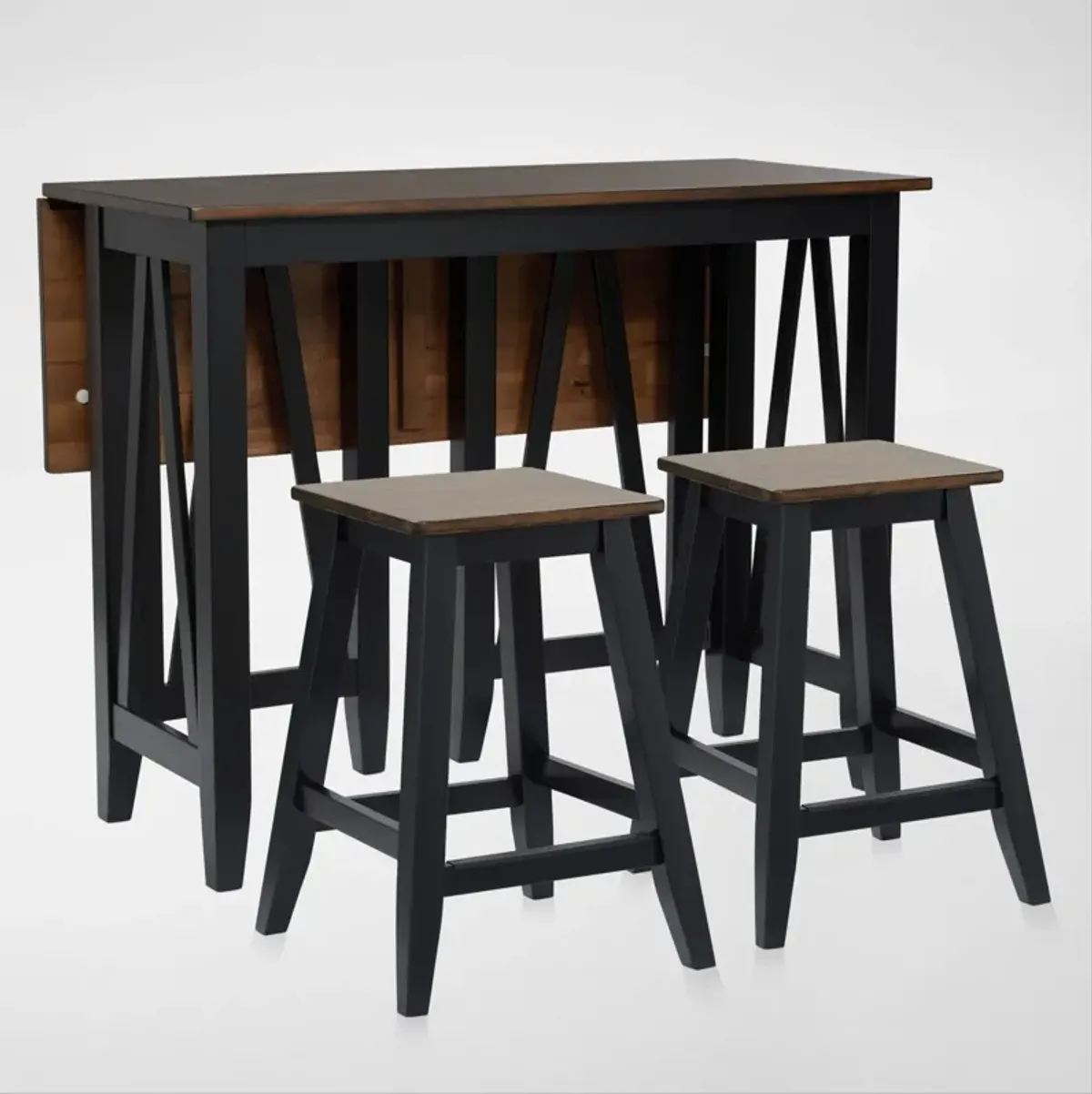 Maxwell Breakfast Bar and 2 Backless Counter Stools - Black