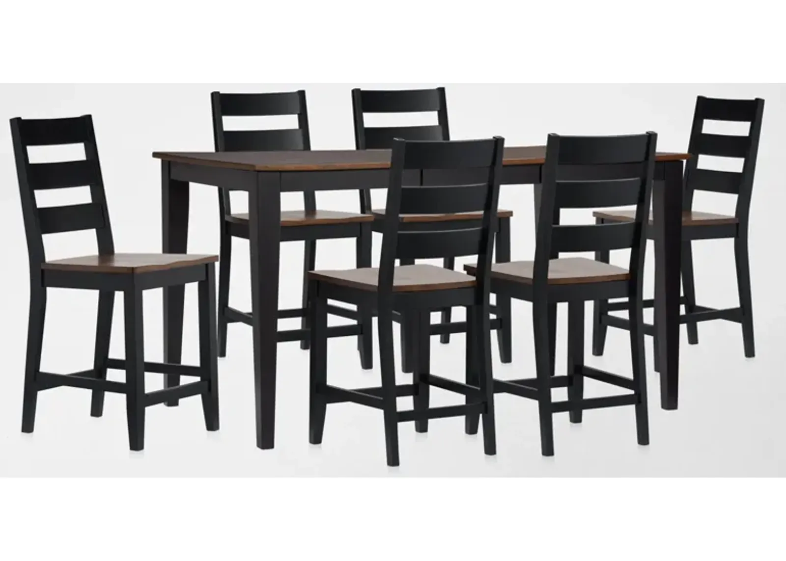 Maxwell Counter-Height Extendable Dining Table and 6 Stools - Black