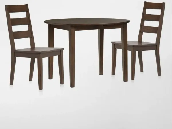 Maxwell Solid Wood Drop-Leaf Dining Table and 2 Chairs - Hickory