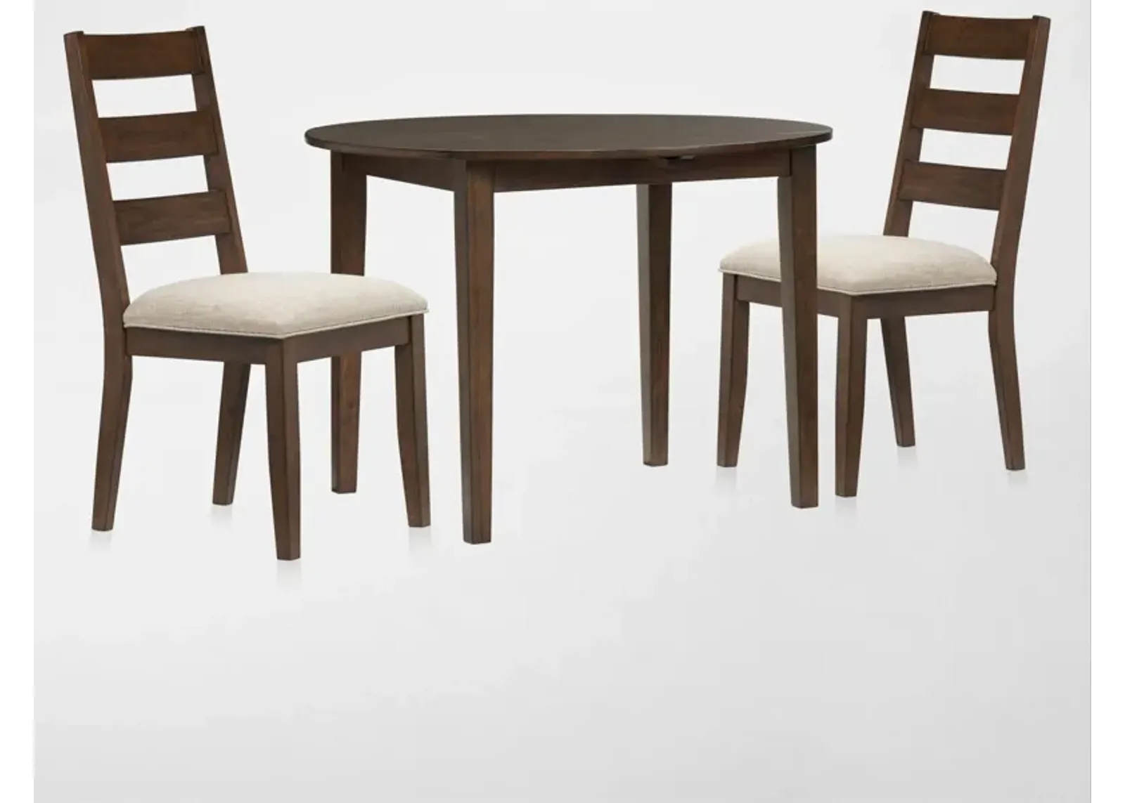 Maxwell Drop-Leaf Dining Table and 2 Upholstered Chairs - Hickory