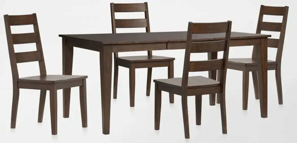 Maxwell Extendable Dining Table and 4 Chairs - Hickory