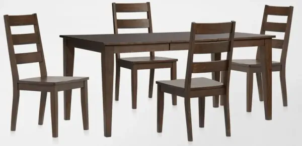 Maxwell Solid Wood Extendable Dining Table and 4 Chairs - Hickory