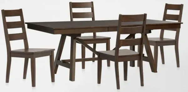 Maxwell Solid Wood Trestle Extendable Dining Table and 4 Chairs - Hickory