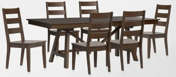 Maxwell Solid Wood Trestle Extendable Dining Table and 6 Chairs - Hickory