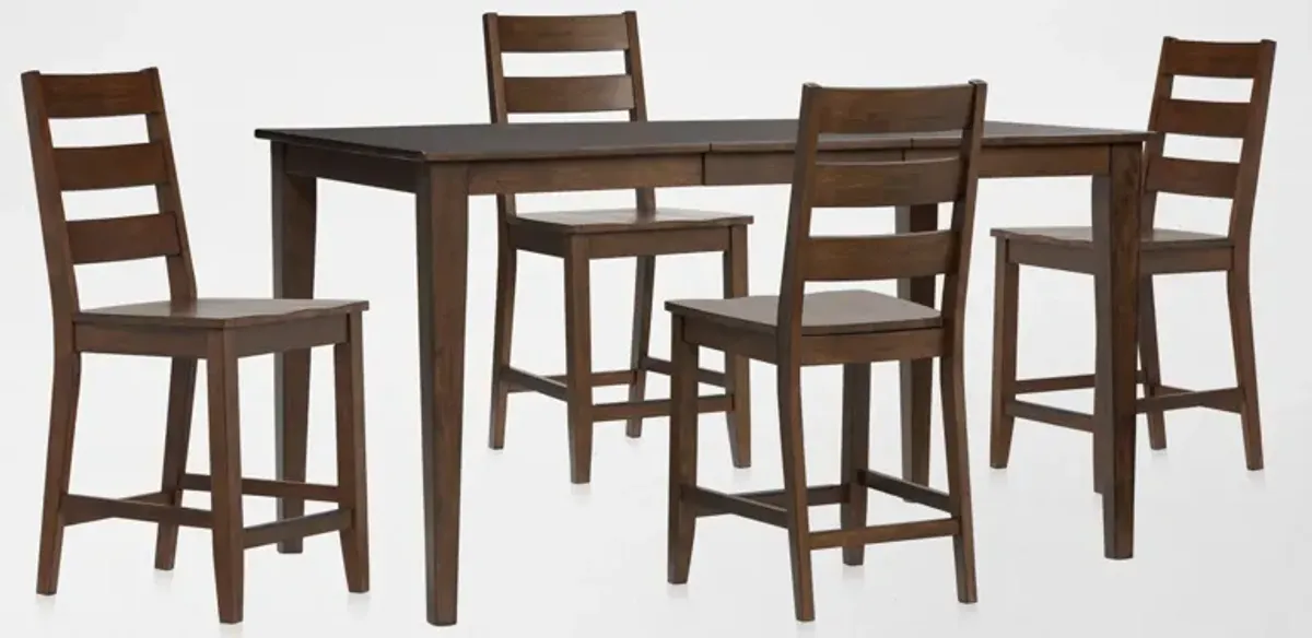 Maxwell Counter-Height Extendable Dining Table and 4 Stools - Hickory