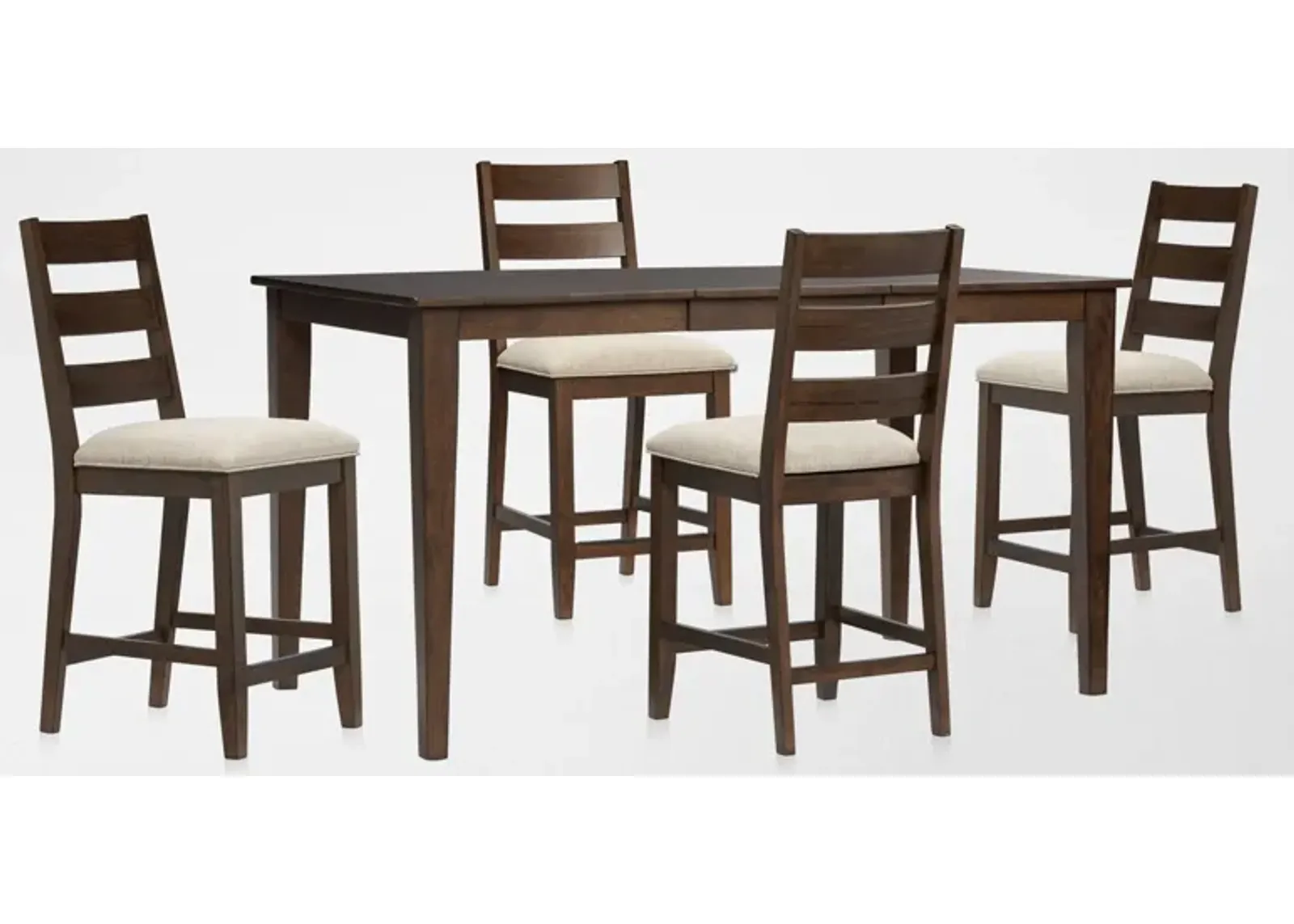 Maxwell Counter-Height Extendable Dining Table and 4 Upholstered Stools - Hickory