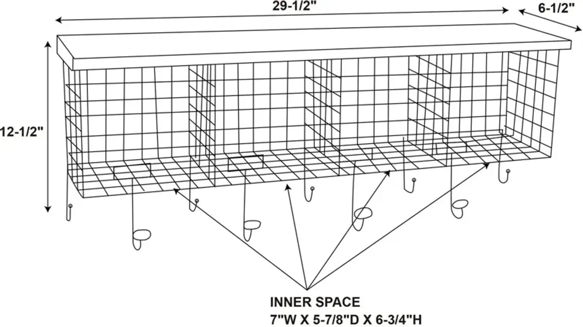 Peter 4 Cubby Wall Unit - Black