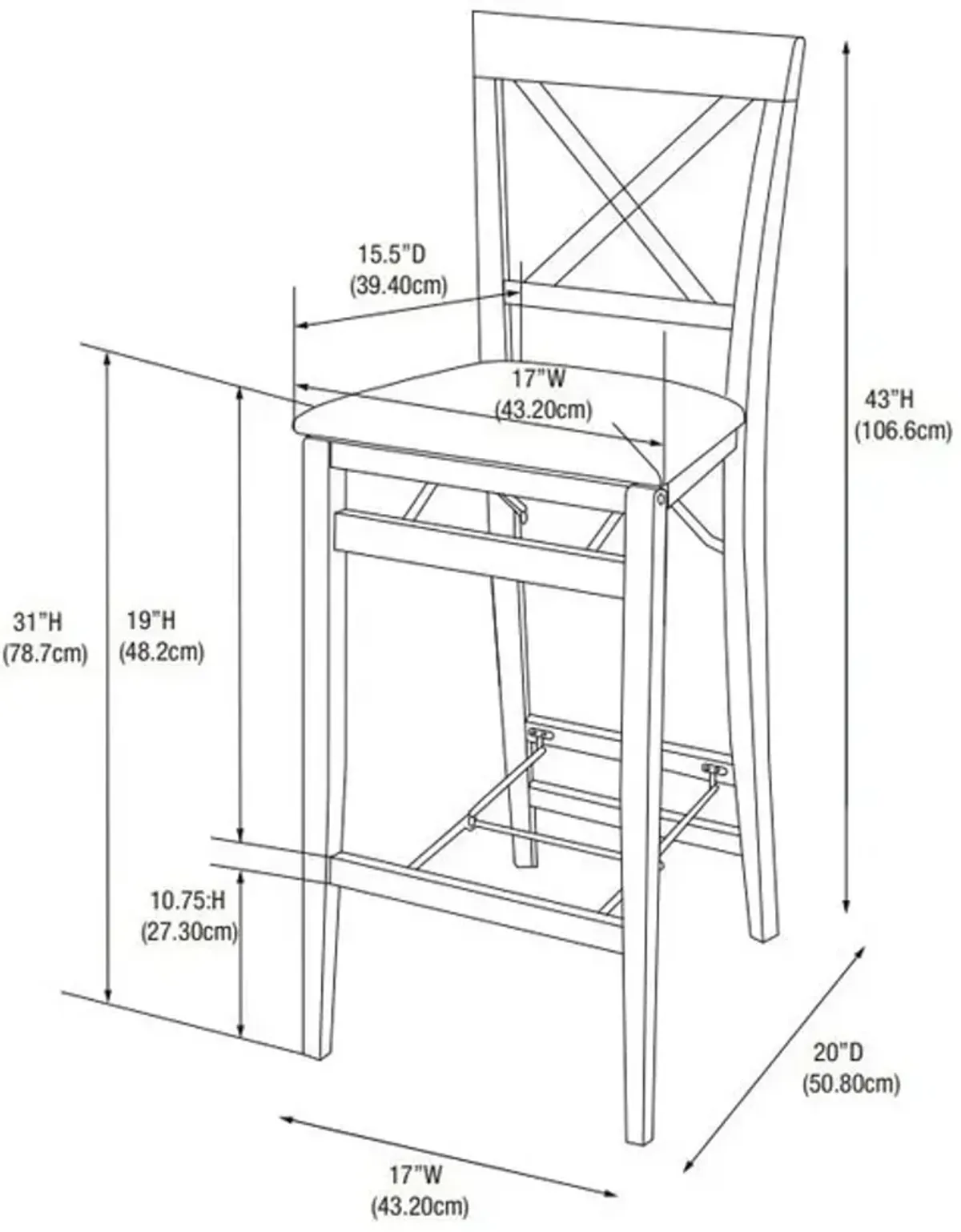 Rosie X-Back Folding Bar Stool