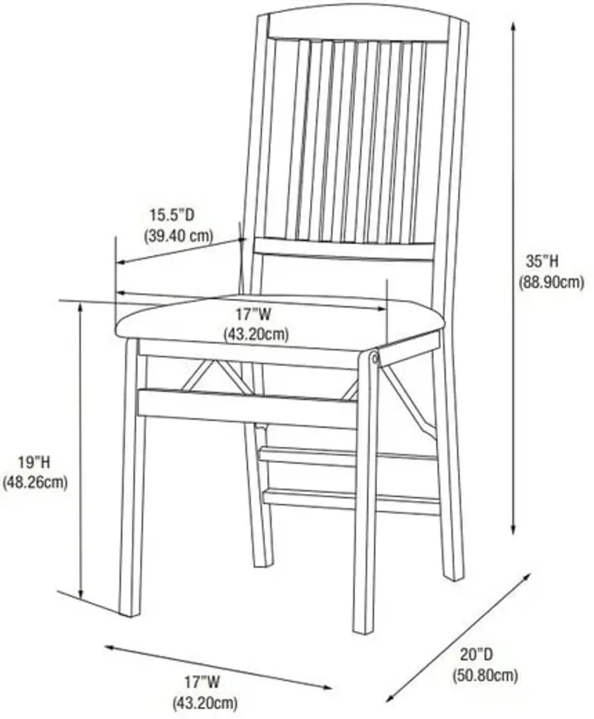 Rosie Set of 2 Slat Back Folding Chairs