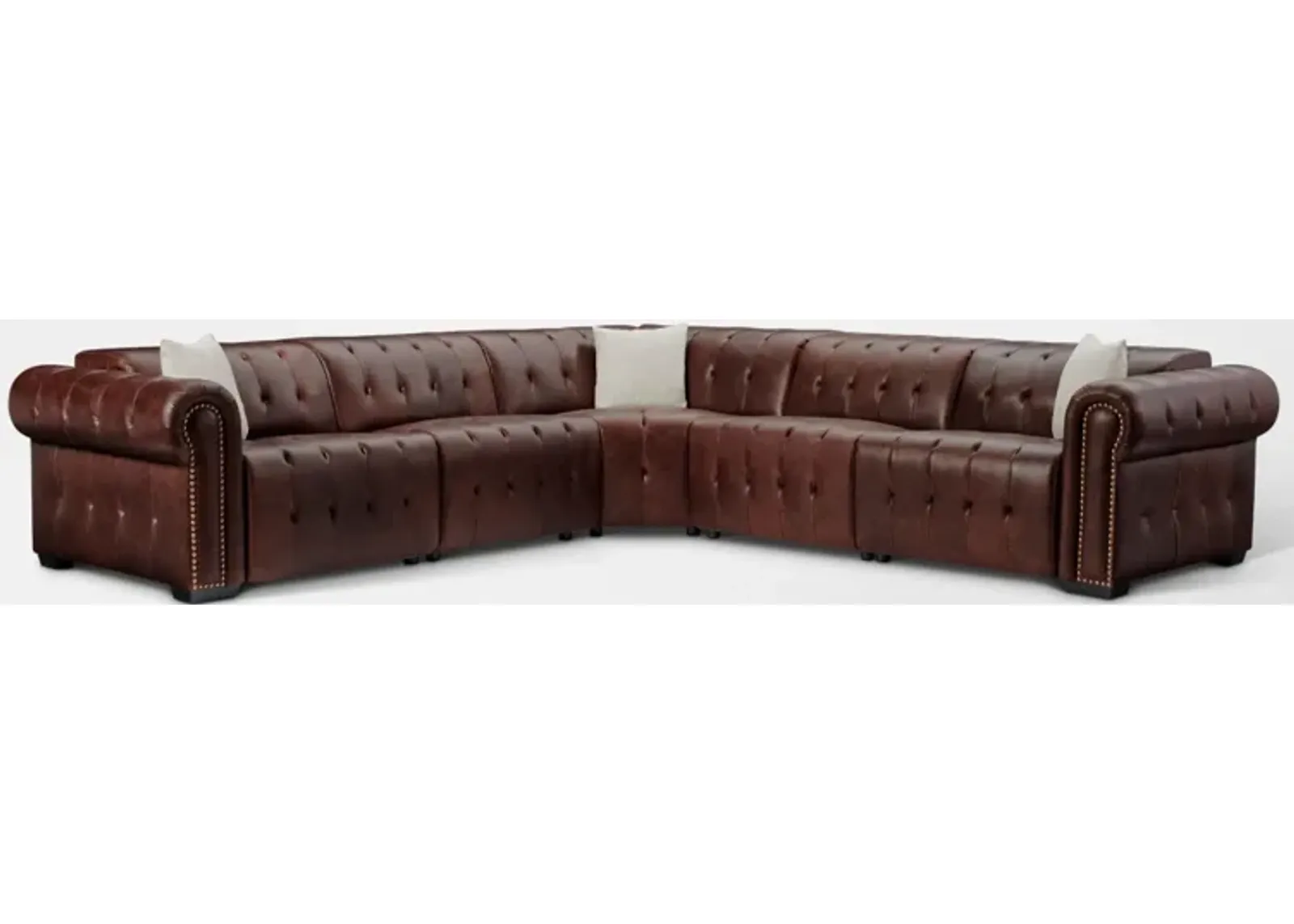 Windsor Park 5-Piece Dual-Power Reclining Sectional with 3 Reclining Seats - Brown