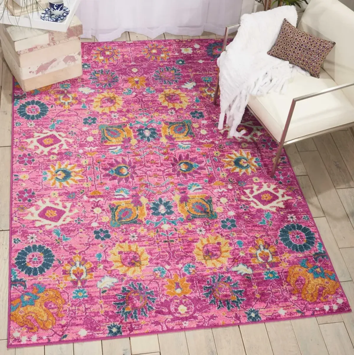 Tralee 5' x 8' Area Rug - Fuchsia Floral