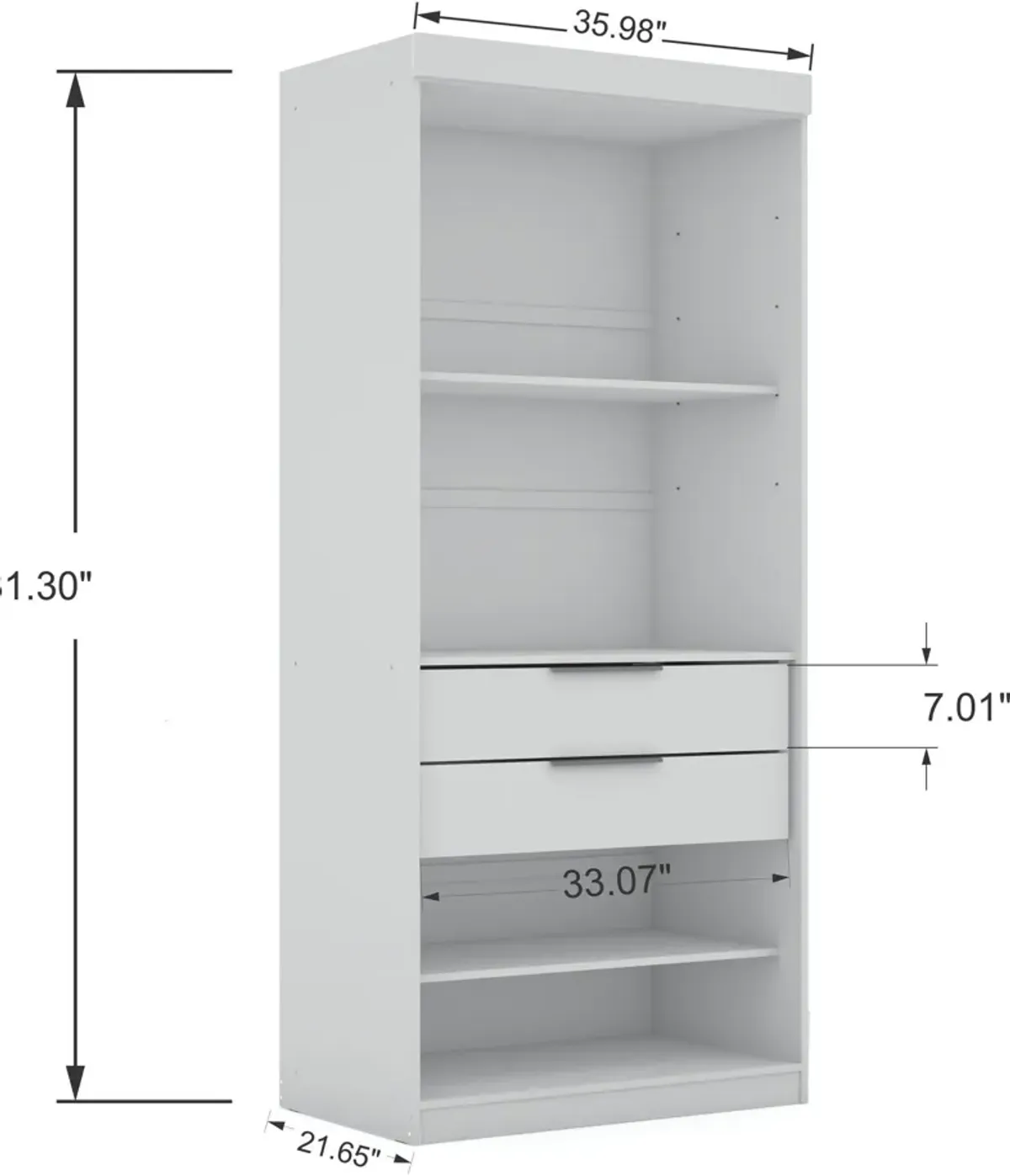 Cornell Open Section Closet - White