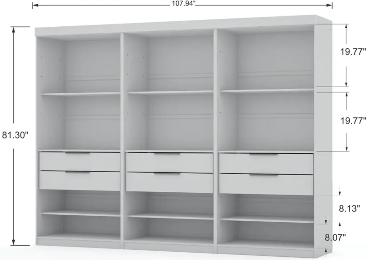 Cornell Set of 3 Wardrobe Closets - White