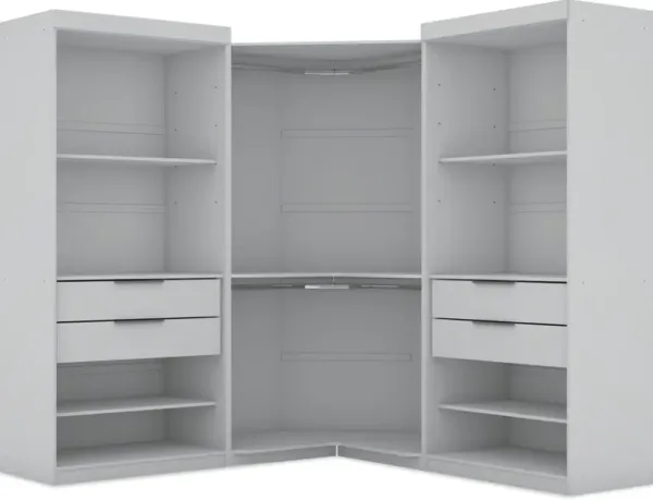Cornell 3 Section Open Corner Closet - White