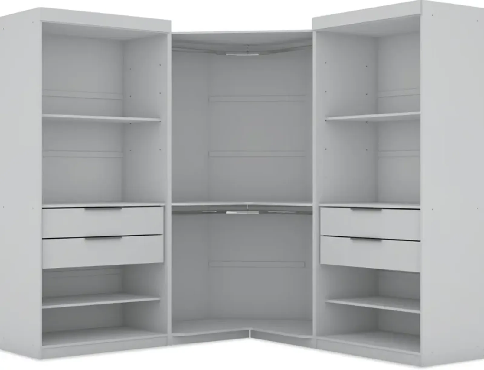 Cornell 3 Section Open Corner Closet - White