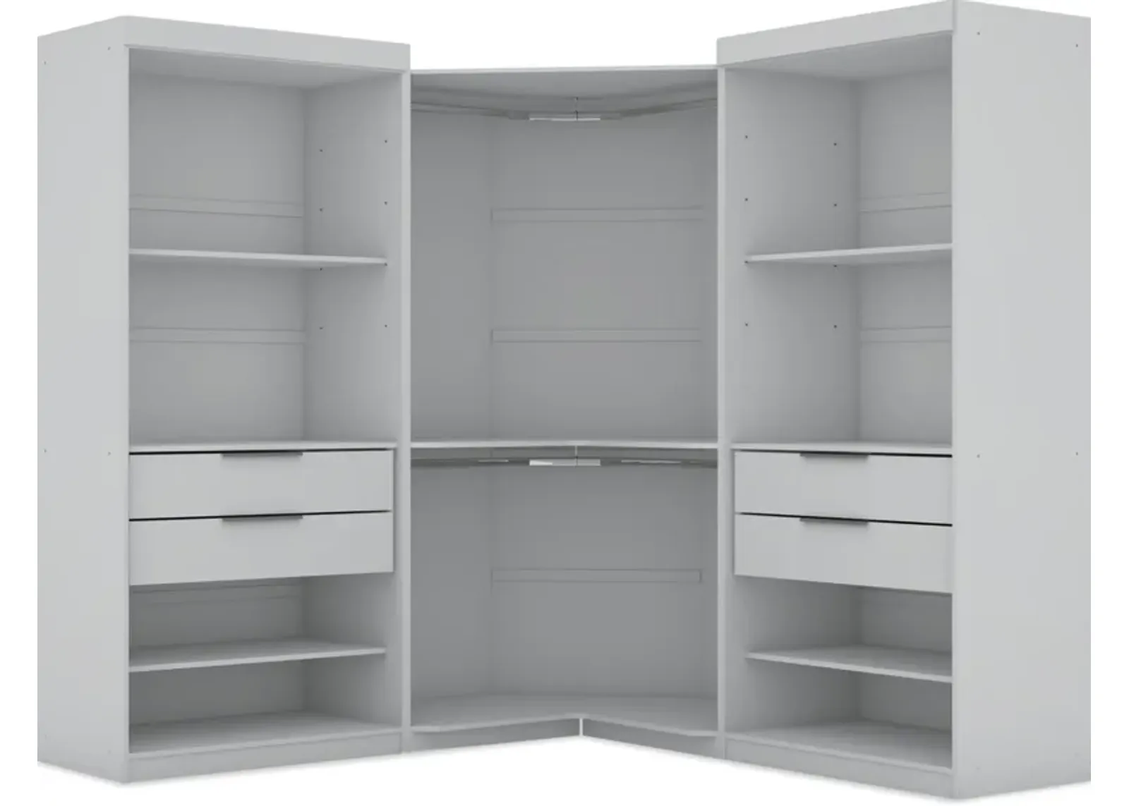 Cornell 3 Section Open Corner Closet - White