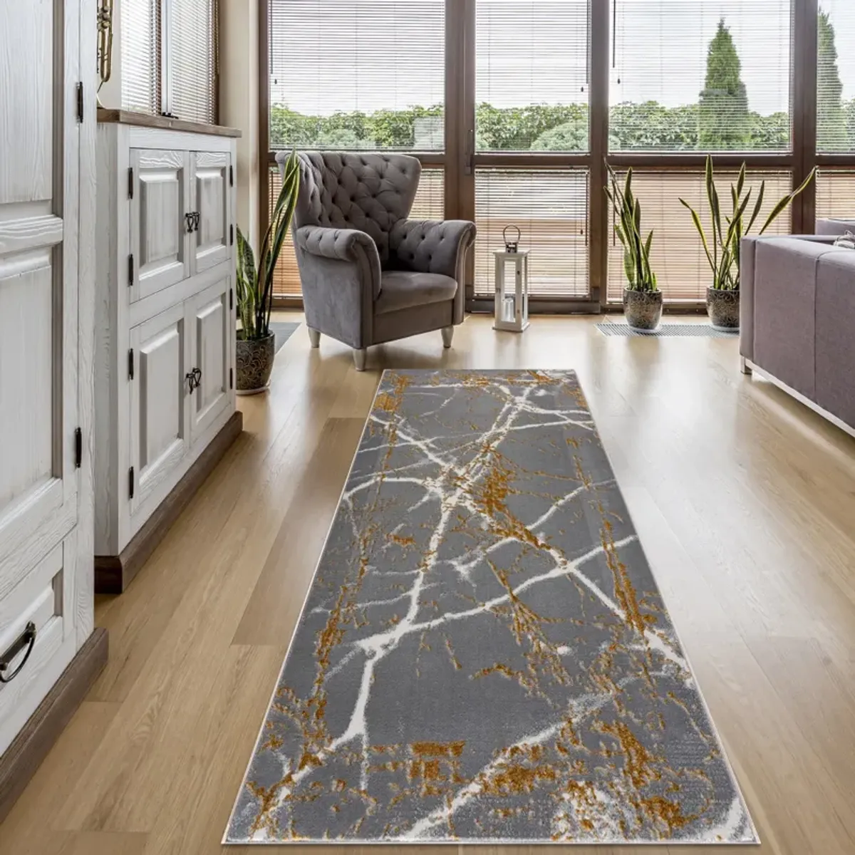 Nyla 2' x 8' Runner -  Gray/Gold