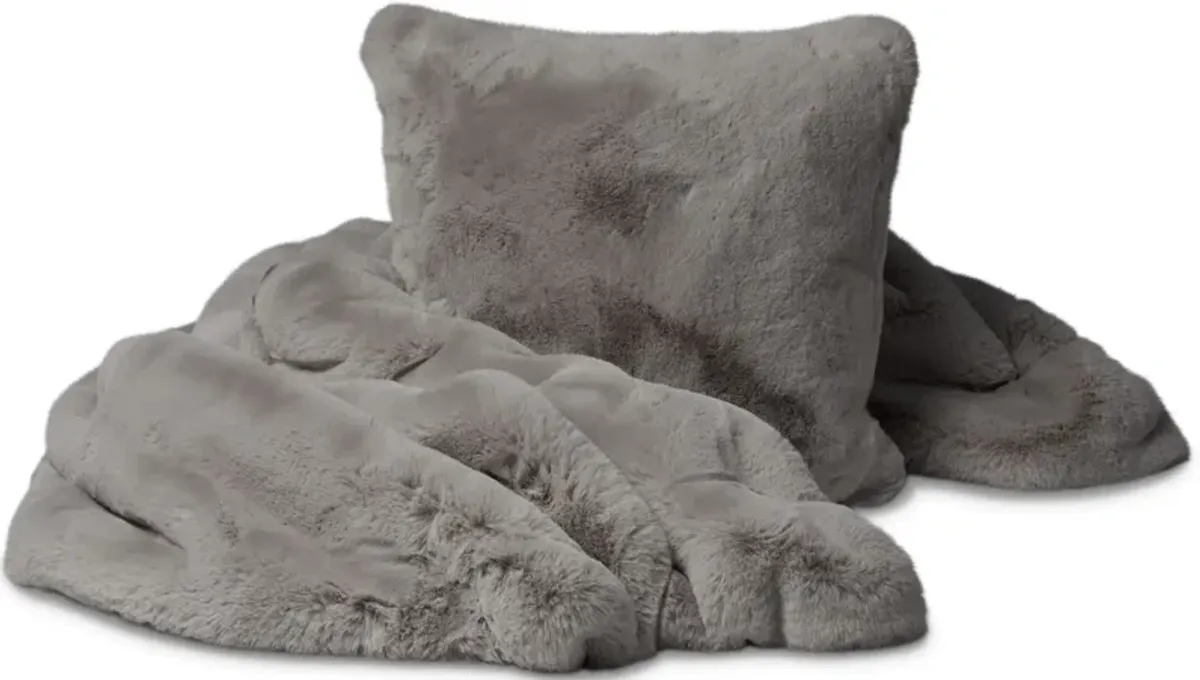 Faux Fur Pillow - Big Bear Gray