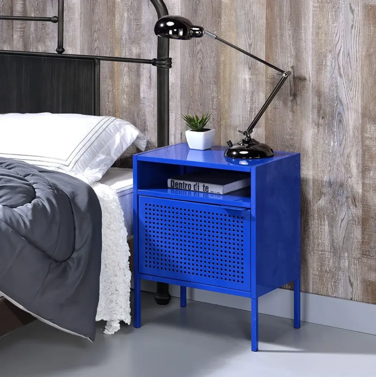 Seward Nightstand with USB Charging- Blue