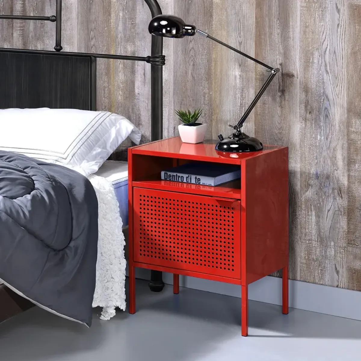 Seward Nightstand with USB Charging - Red