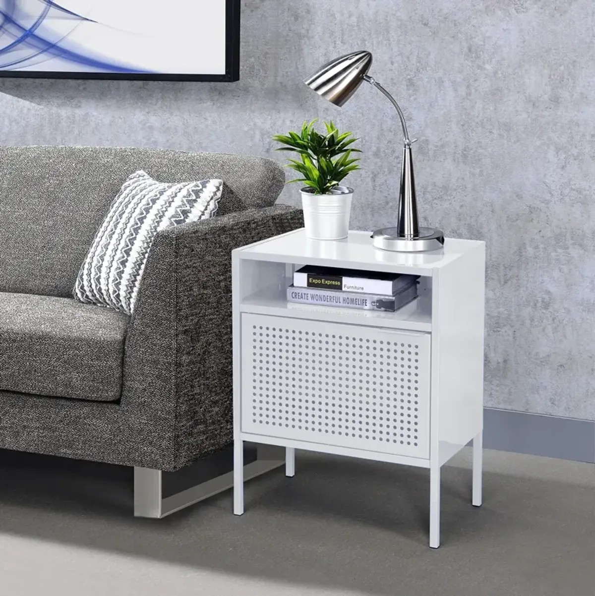 Seward Nightstand with USB Charging- White