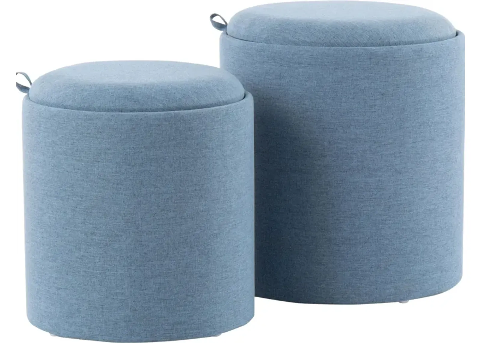 Trey Set of 2 Nesting Ottomans - Blue