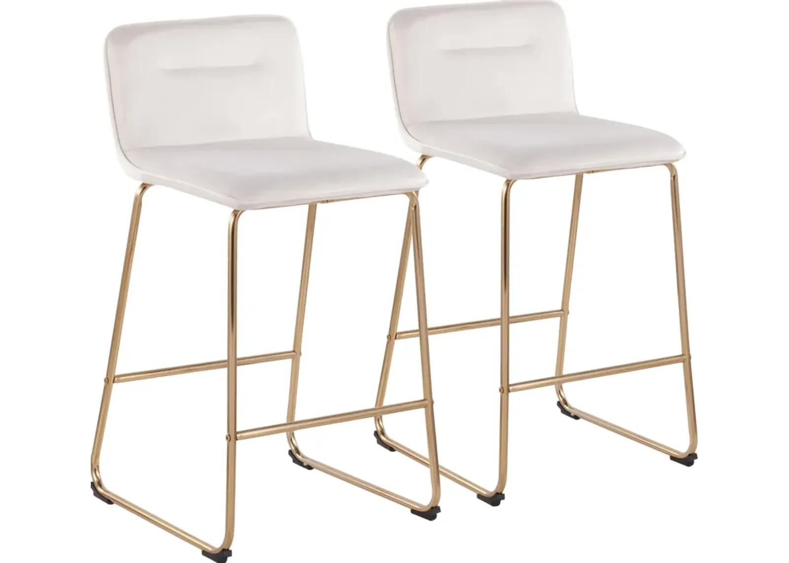 Santos Set of 2 Counter-Height Stools - Gold/Cream