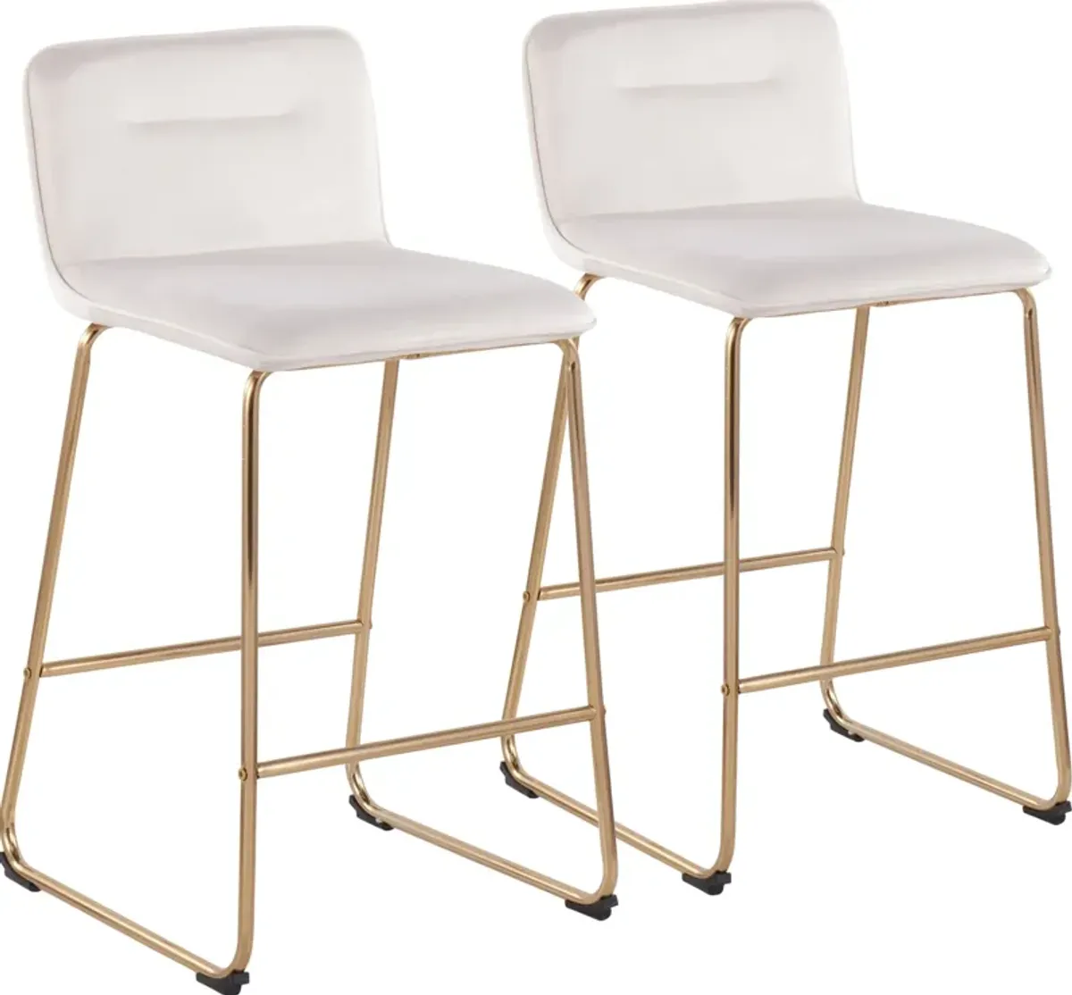 Santos Set of 2 Counter-Height Stools - Gold/Cream