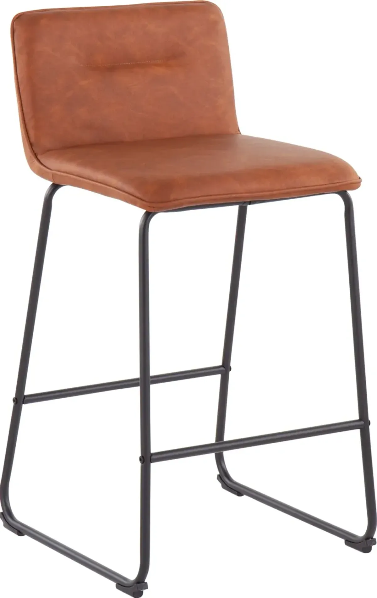 Santos Set of 2 Counter-Height Stools - Black/Camel