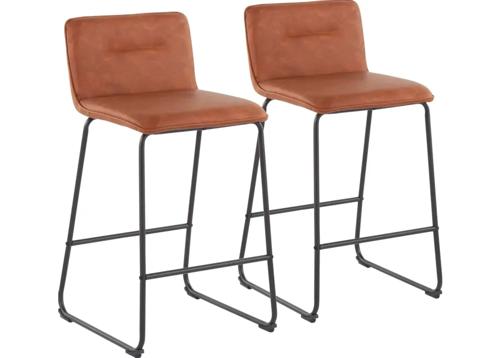 Santos Set of 2 Counter-Height Stools - Black/Camel