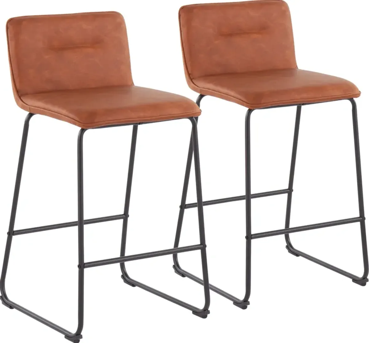 Santos Set of 2 Counter-Height Stools - Black/Camel