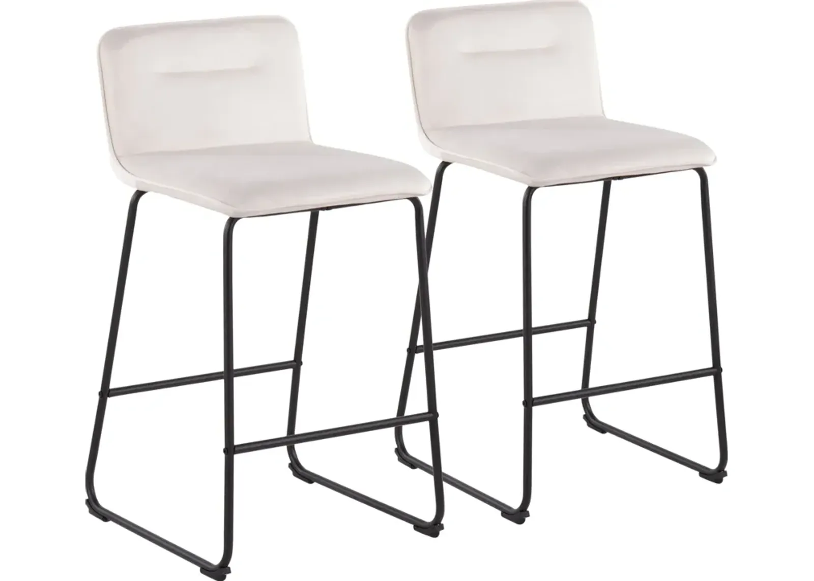 Santos Set of 2 Counter-Height Stools - Black/Cream