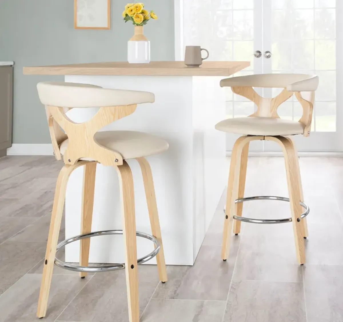 Serafina Set of 2 Counter-Height Stools- Natural