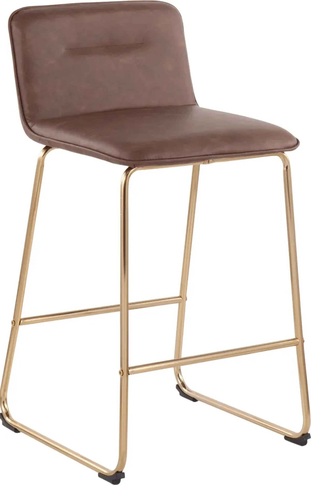 Santos Set of 2 Counter-Height Stools - Gold/Espresso