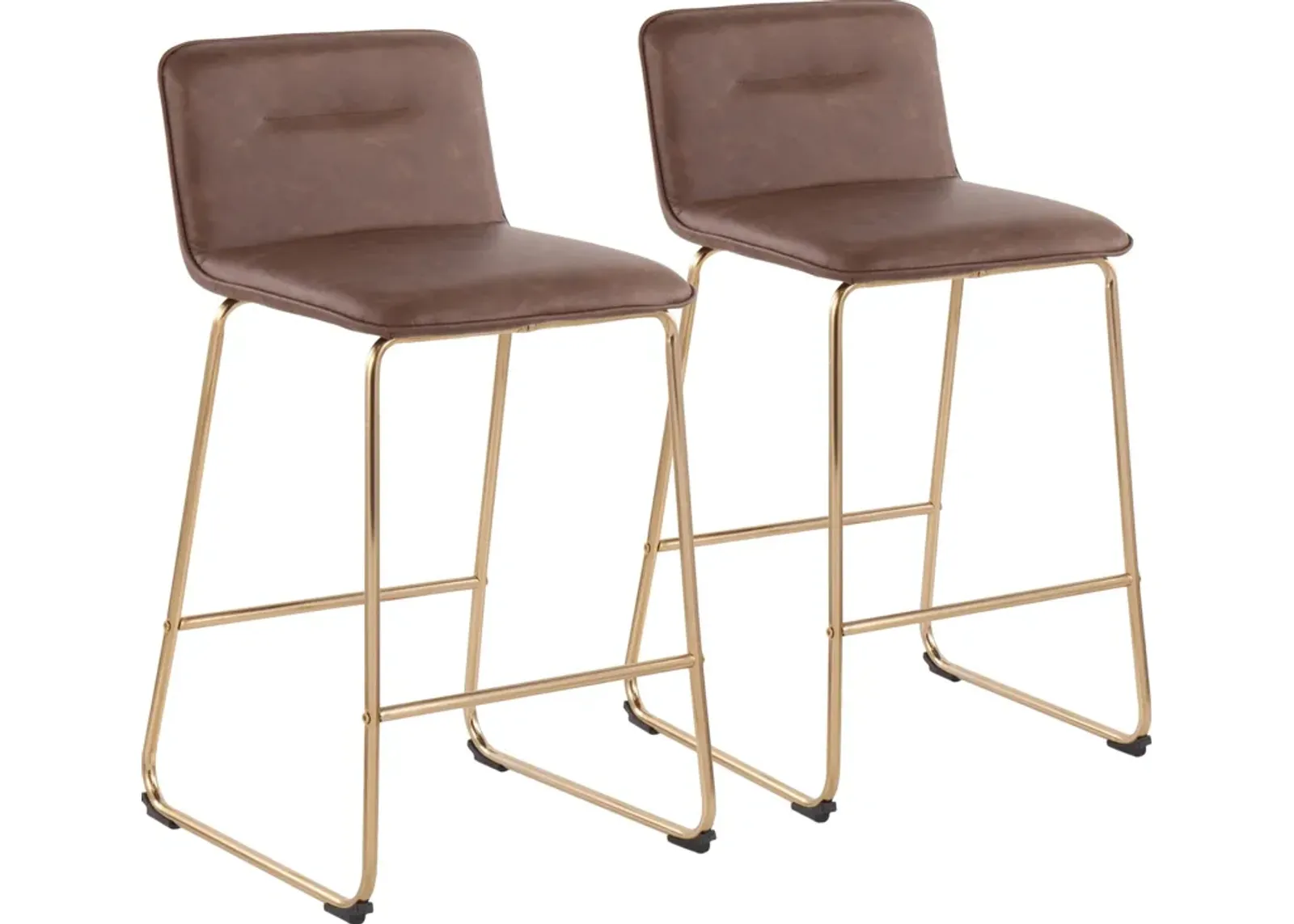 Santos Set of 2 Counter-Height Stools - Gold/Espresso