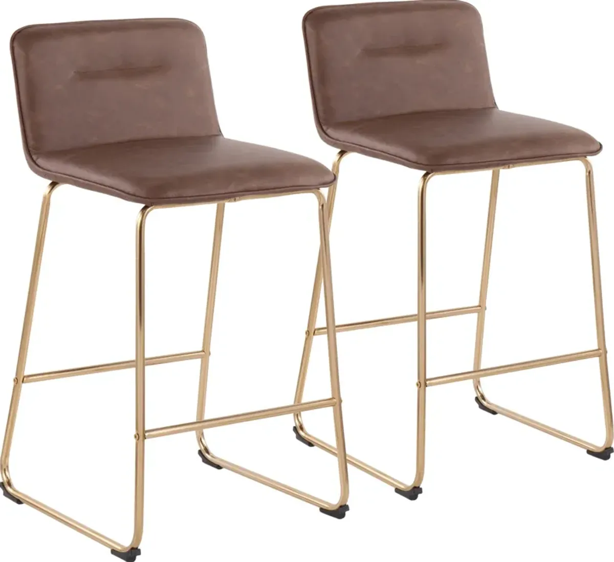 Santos Set of 2 Counter-Height Stools - Gold/Espresso