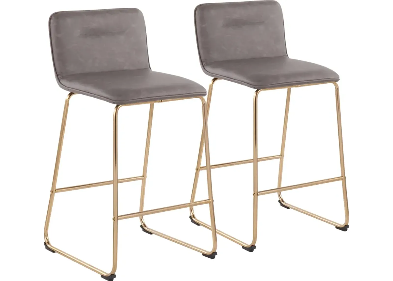 Santos Set of 2 Counter-Height Stools - Gold/Gray